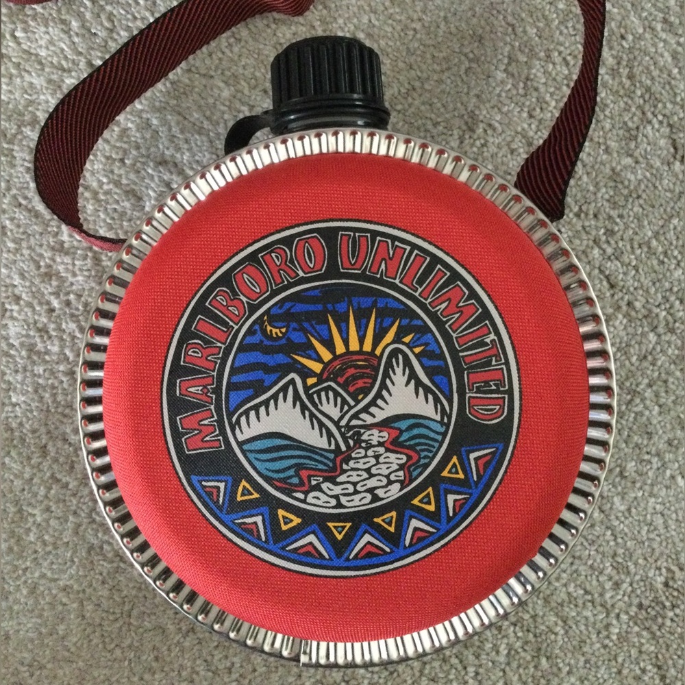 Vintage Marlboro Unlimited Coleman Canteen with red/black strap, brand new